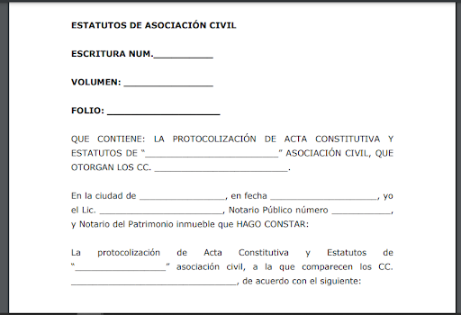 Acta Constitutiva De Una Asociacion Civil