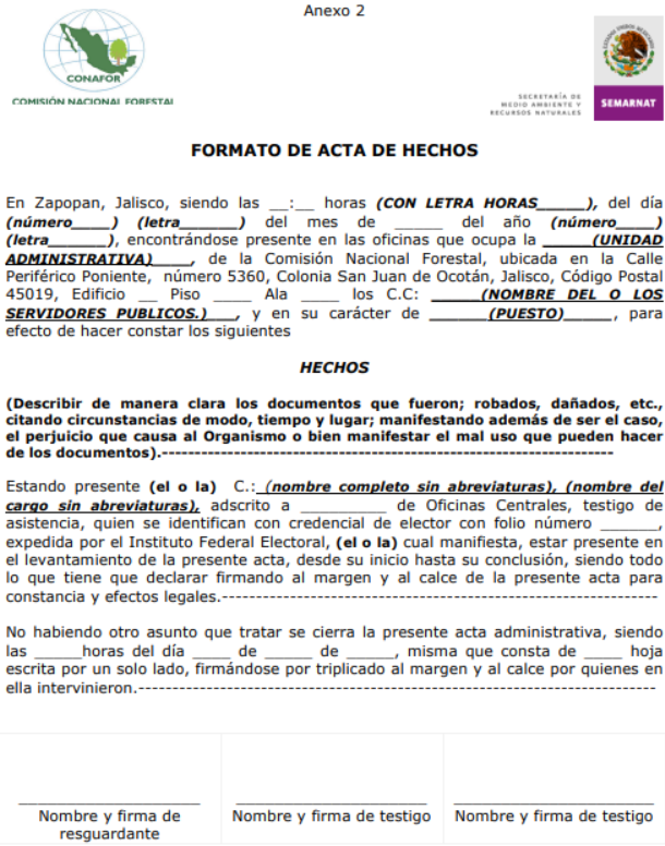 Acta Informativa De Hechos